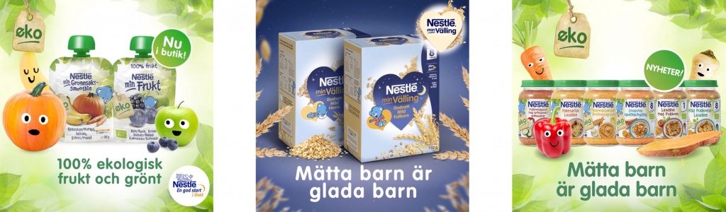 Pack shots of Nestlé's baby food line.