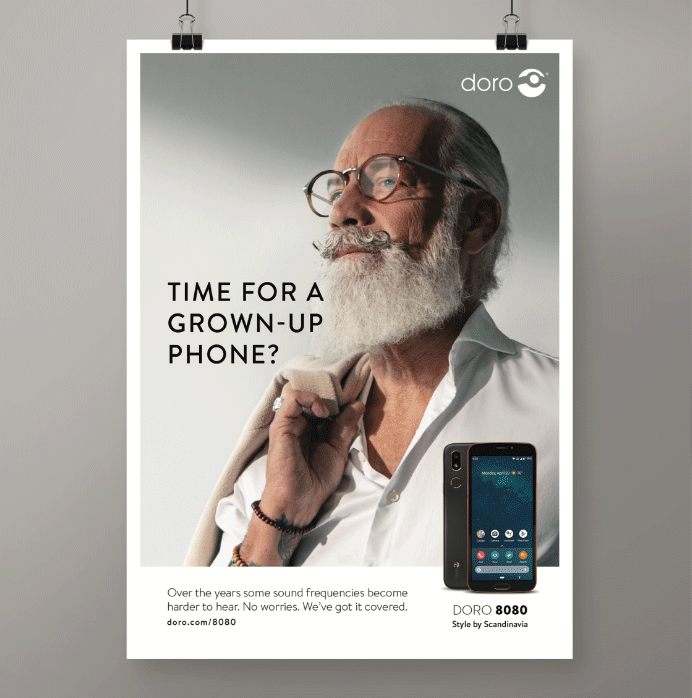 Print poster with a tanned man with a beard.
