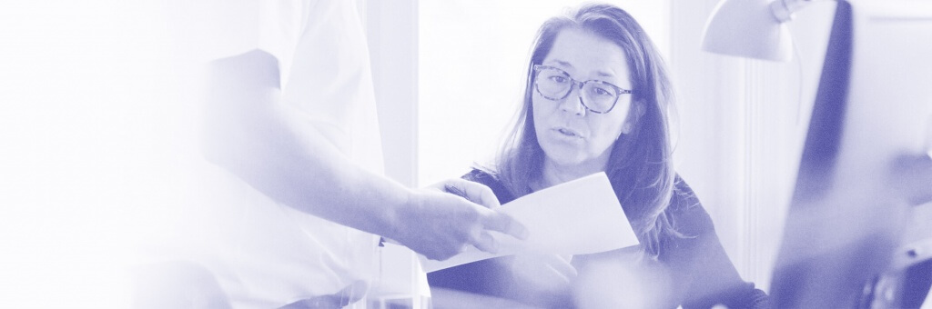 Account manager Ann at her desk.