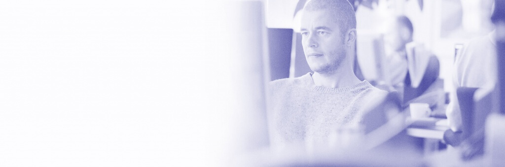 UX designer Mathias at his desk.