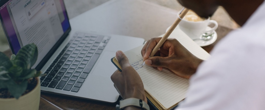 Copywriter making notes.