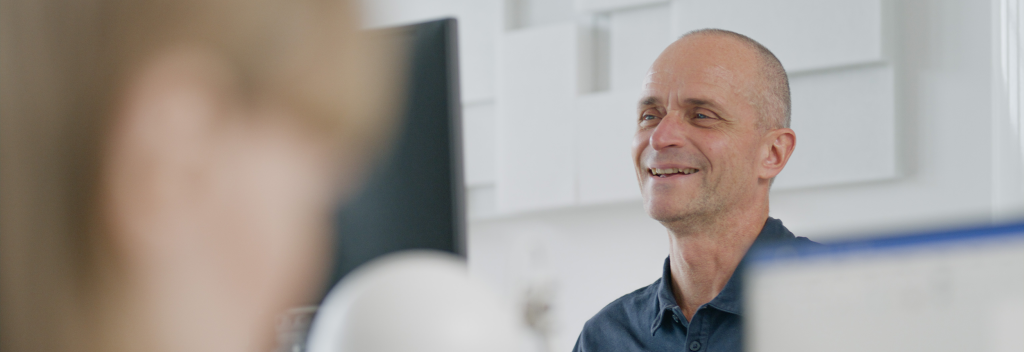 a man laughing
