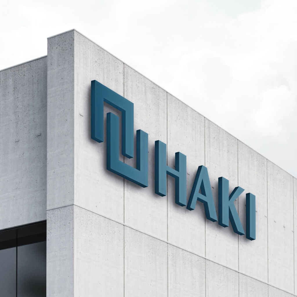 HAKIs logotyp på en byggnad
